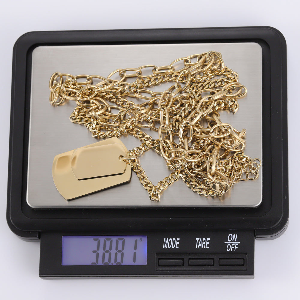 MNSS27 STAINLESS STEEL MULTI CHAIN NECKLACE WITH DOG TAG AAB CO..