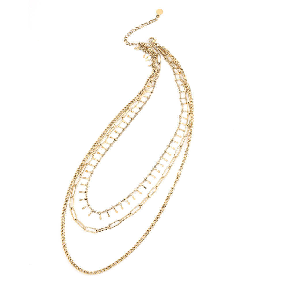 MNSS28 STAINLESS STEEL MULTI CHAIN NECKLACE AAB CO..