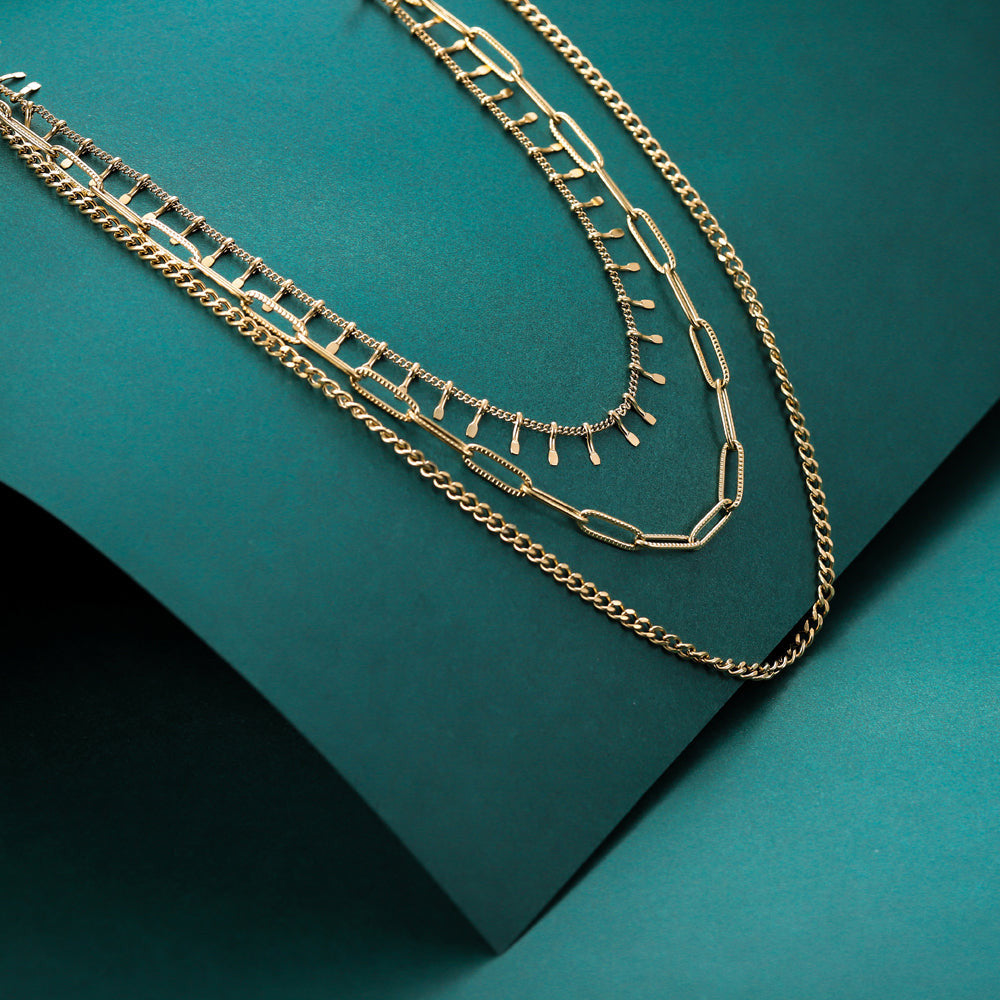 MNSS28 STAINLESS STEEL MULTI CHAIN NECKLACE AAB CO..