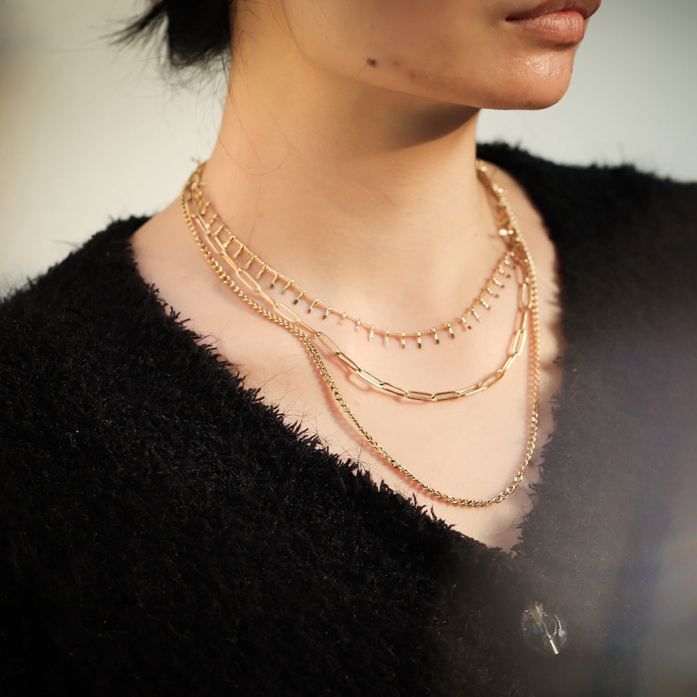 MNSS28 STAINLESS STEEL MULTI CHAIN NECKLACE AAB CO..