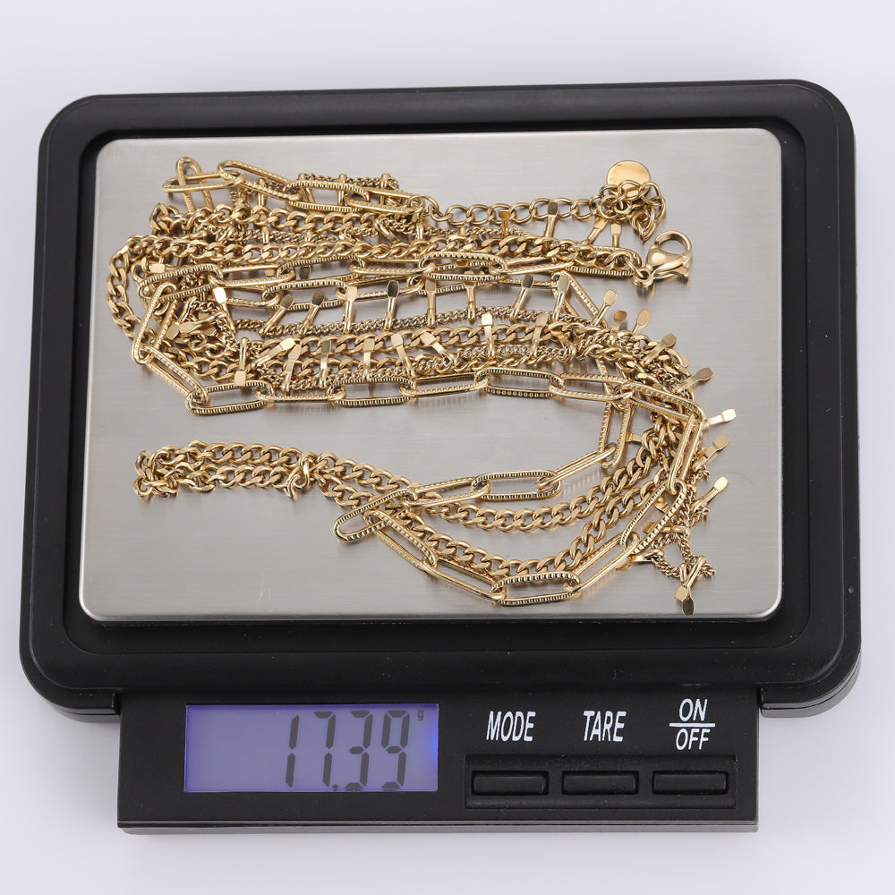 MNSS28 STAINLESS STEEL MULTI CHAIN NECKLACE AAB CO..