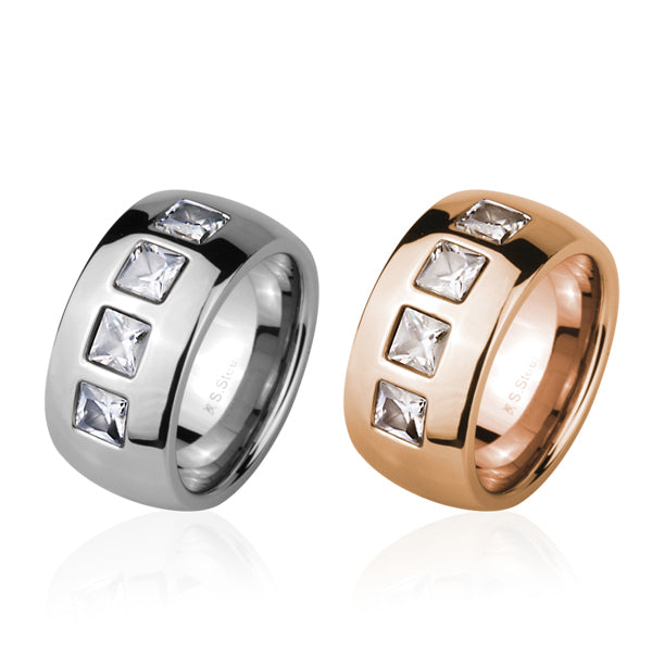 RSS627 STAINLESS STEEL RING WITH CZ AAB CO..