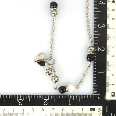 NSLD21 STAINLESS STEEL NECKLACE PEARL ONYX AAB CO..