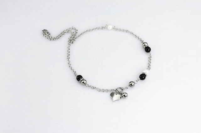 NSLD21 STAINLESS STEEL NECKLACE PEARL ONYX AAB CO..