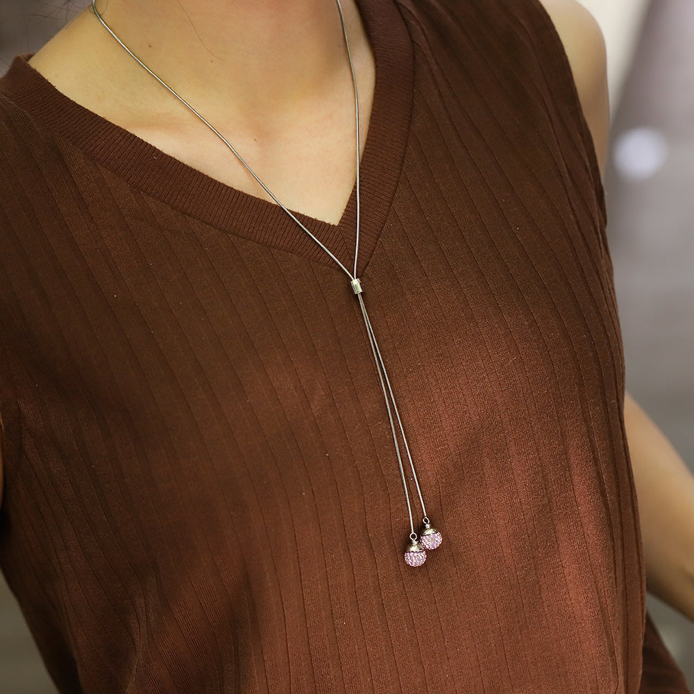 NSS108 STAINLESS STEEL NECKLACE WITH FOIL STONE AAB CO..