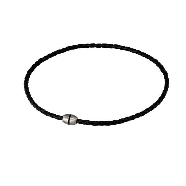 NSS361 STAINLESS STEEL LEATHER NECKLACE AAB CO..