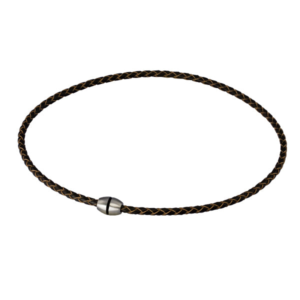 NSS361 STAINLESS STEEL LEATHER NECKLACE AAB CO..