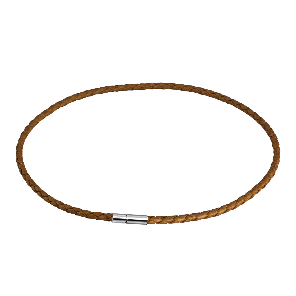 NSS362 STAINLESS STEEL LEATHER NECKLACE AAB CO..