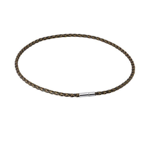 NSS362 STAINLESS STEEL LEATHER NECKLACE AAB CO..