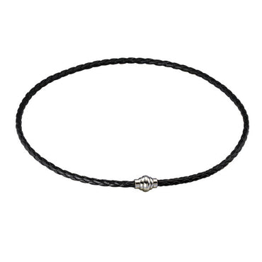 NSS364  STAINLESS STEEL LEATHER NECKLACE AAB CO..