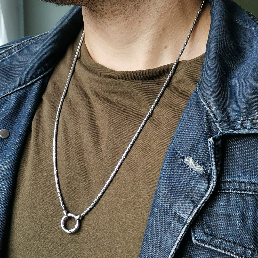 NSS702 STAINLESS STEEL NECKLACE  WITH RING