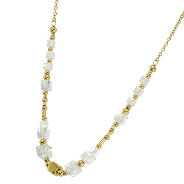 NSS714 STAINLESS STEEL NECKLACE WITH GLASS AAB CO..
