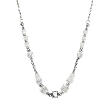 NSS714 STAINLESS STEEL NECKLACE WITH GLASS AAB CO..