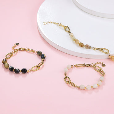 BSS857 STAINLESS STEEL BRACELET WITH NATURAL STONE AAB CO..