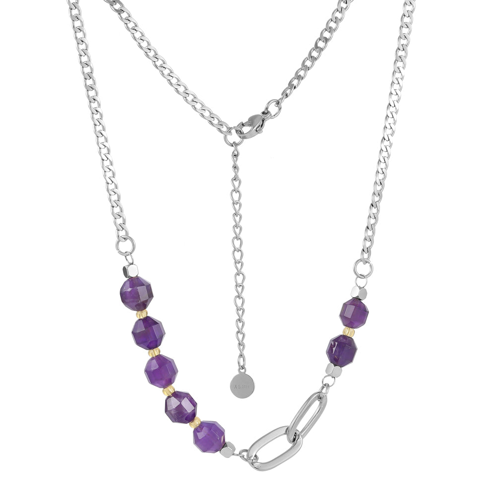 NSS780 STAINLESS STEEL NECKLACE WITH NATURAL STONE AAB CO..