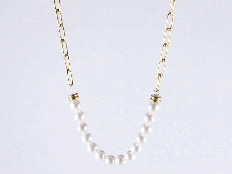 NSS796 STAINLESS STEEL NECKLACE WITH SHELL PEARL AAB CO..