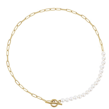 NSS797 STAINLESS STEEL NECKLACE WITH SHELL PEARL AAB CO..