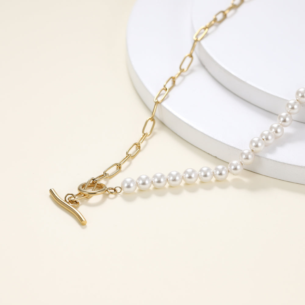 NSS797 STAINLESS STEEL NECKLACE WITH SHELL PEARL AAB CO..