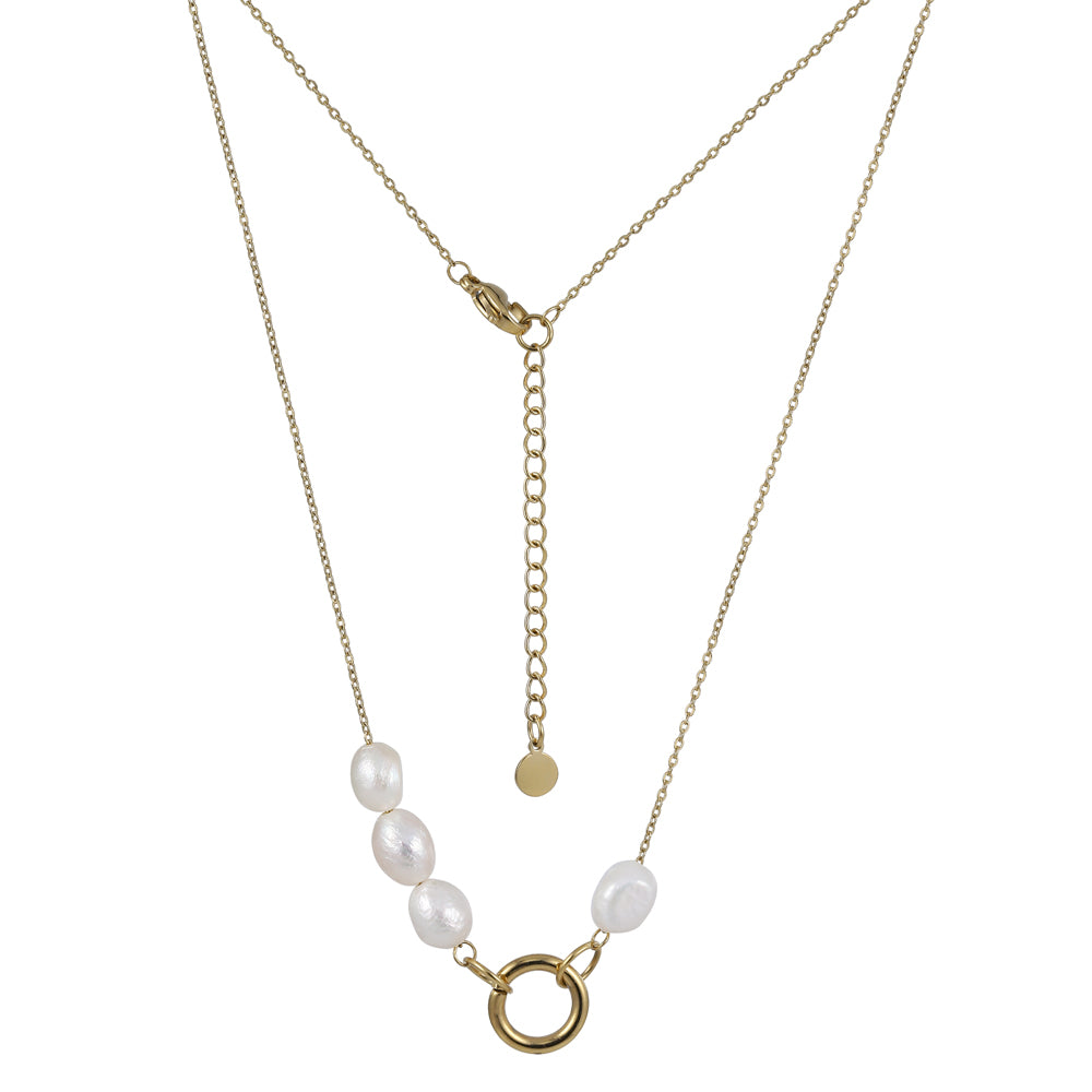 NSS799 STAINLESS STEEL NECKLACE WITH PEARL
