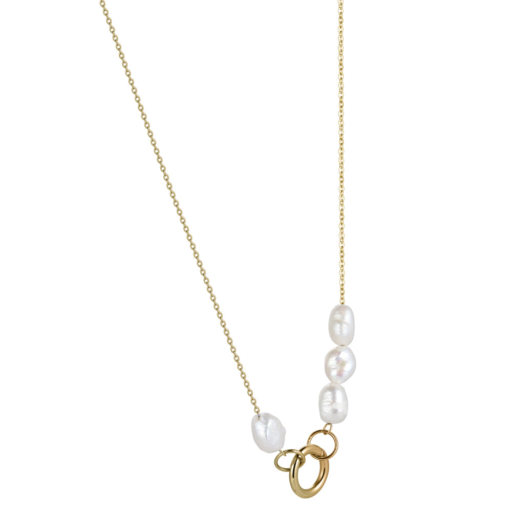 NSS799 STAINLESS STEEL NECKLACE WITH PEARL AAB CO..