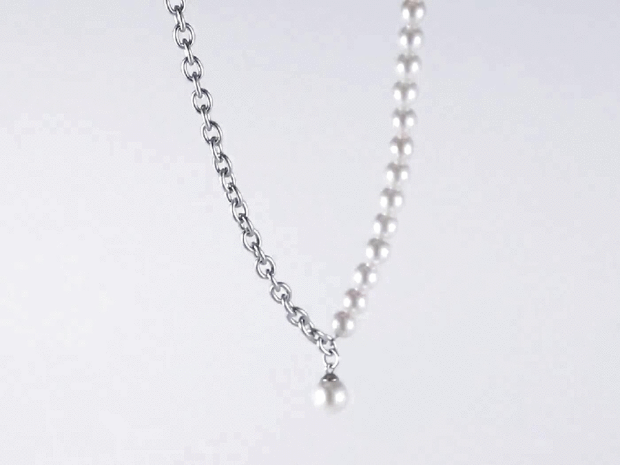 NSS801 STAINLESS STEEL NECKLACE WITH SHELL PEARL AAB CO..