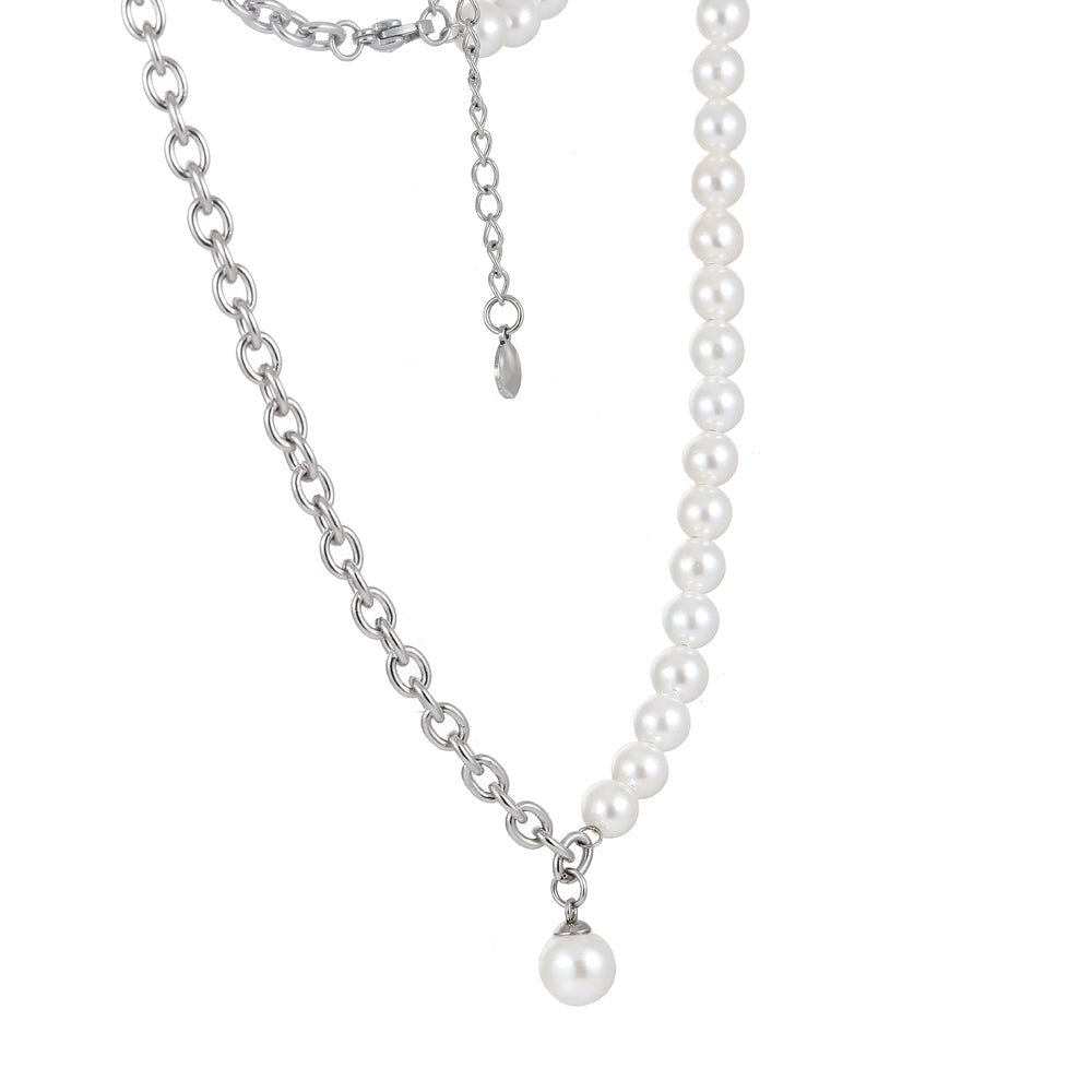 NSS801 STAINLESS STEEL NECKLACE WITH SHELL PEARL AAB CO..