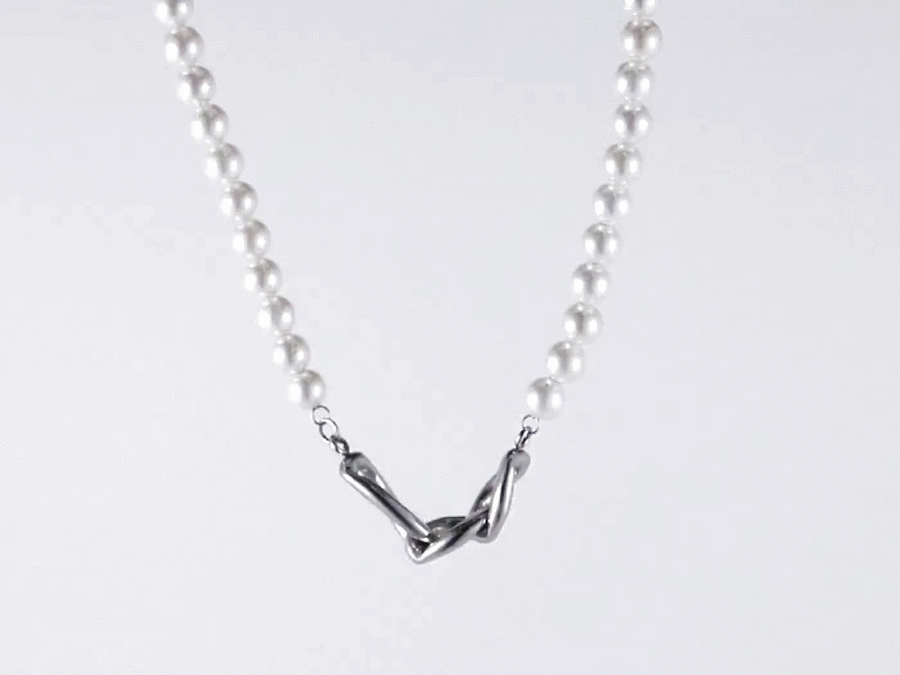 NSS802 STAINLESS STEEL NECKLACE WITH SHELL PEARL AAB CO..
