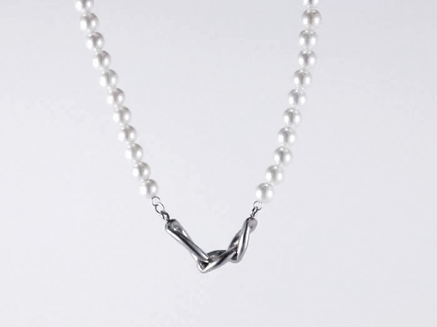 NSS802 STAINLESS STEEL NECKLACE WITH SHELL PEARL