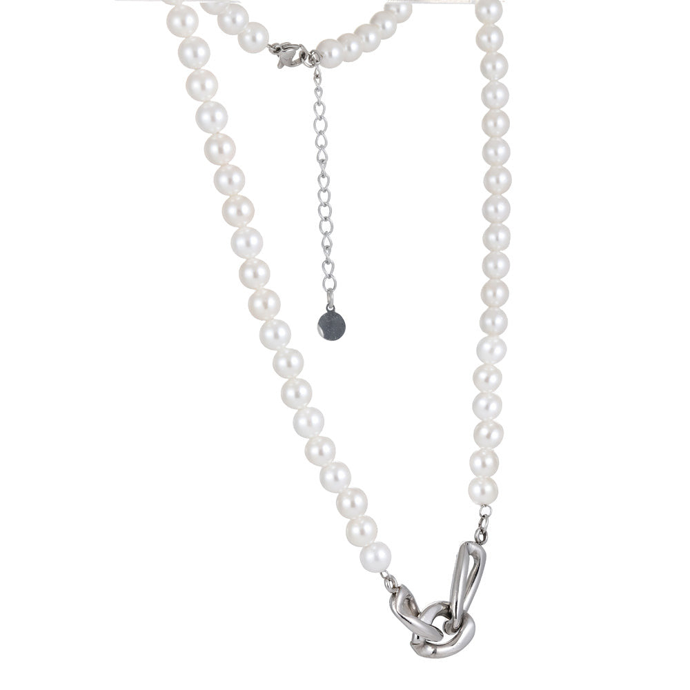 NSS802 STAINLESS STEEL NECKLACE WITH SHELL PEARL AAB CO..