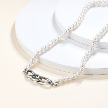 NSS802 STAINLESS STEEL NECKLACE WITH SHELL PEARL AAB CO..
