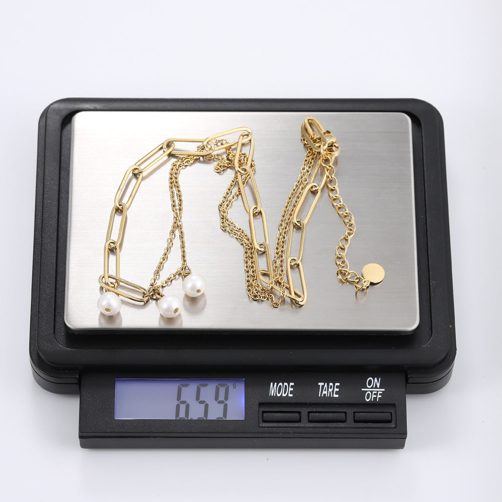 NSS803 STAINLESS STEEL NECKLACE WITH PEARL AAB CO..
