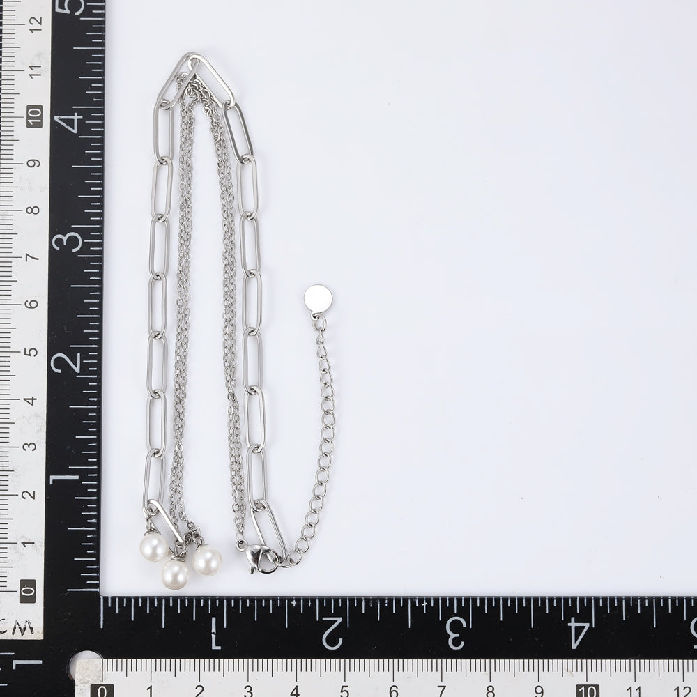 NSS803 STAINLESS STEEL NECKLACE WITH PEARL AAB CO..