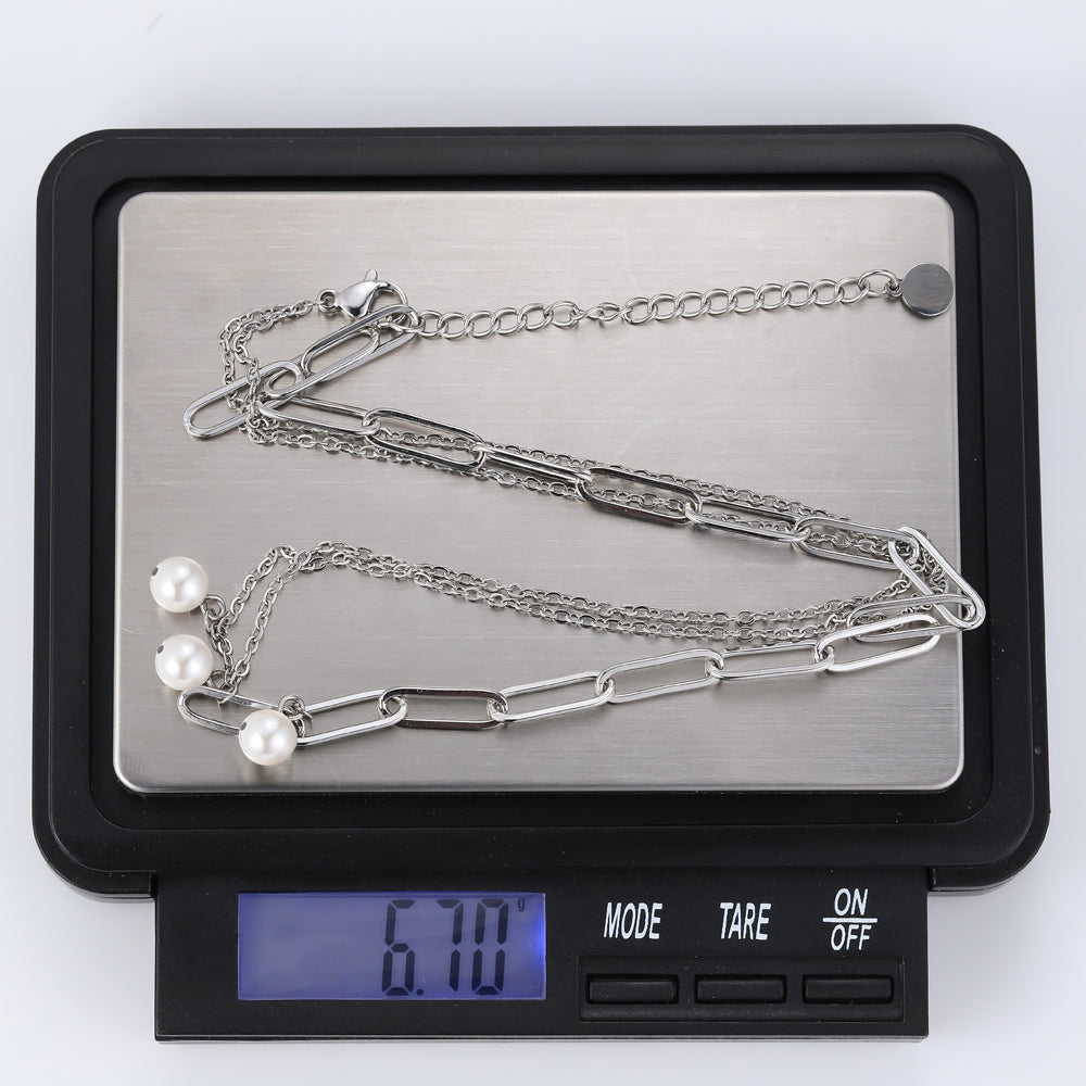 NSS803 STAINLESS STEEL NECKLACE WITH PEARL AAB CO..