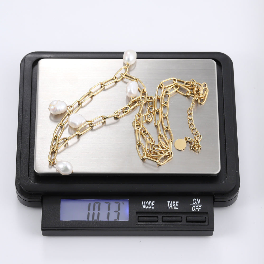 NSS804 STAINLESS STEEL NECKLACE WITH PEARL AAB CO..