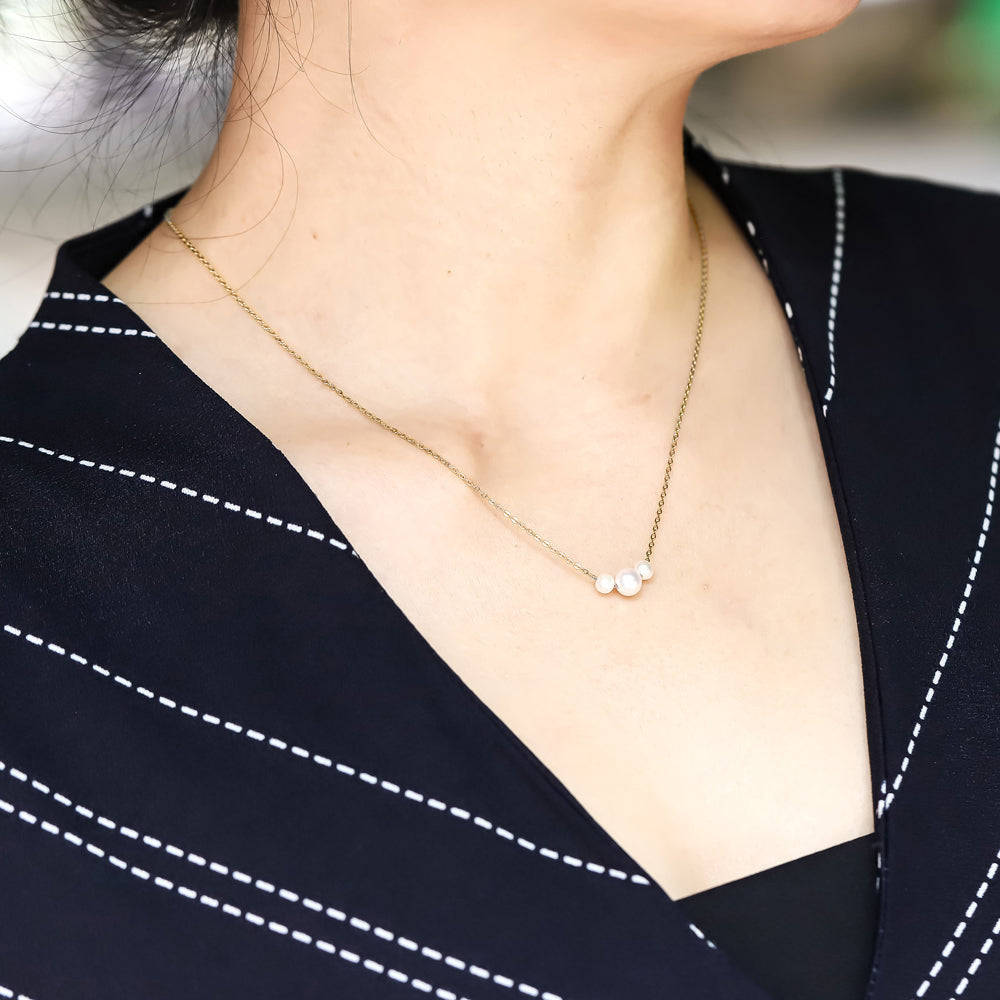 NSS805 STAINLESS STEEL NECKLACE WITH PEARL AAB CO..