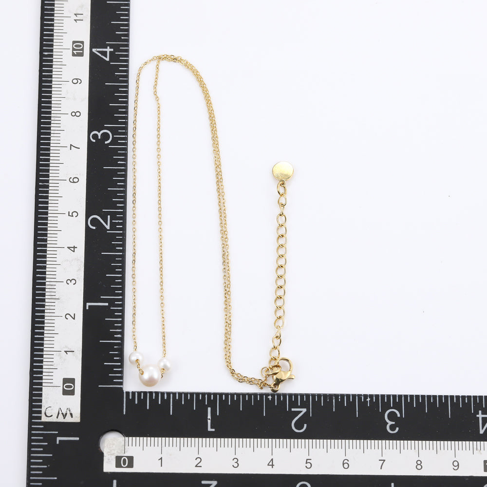 NSS805 STAINLESS STEEL NECKLACE WITH PEARL AAB CO..