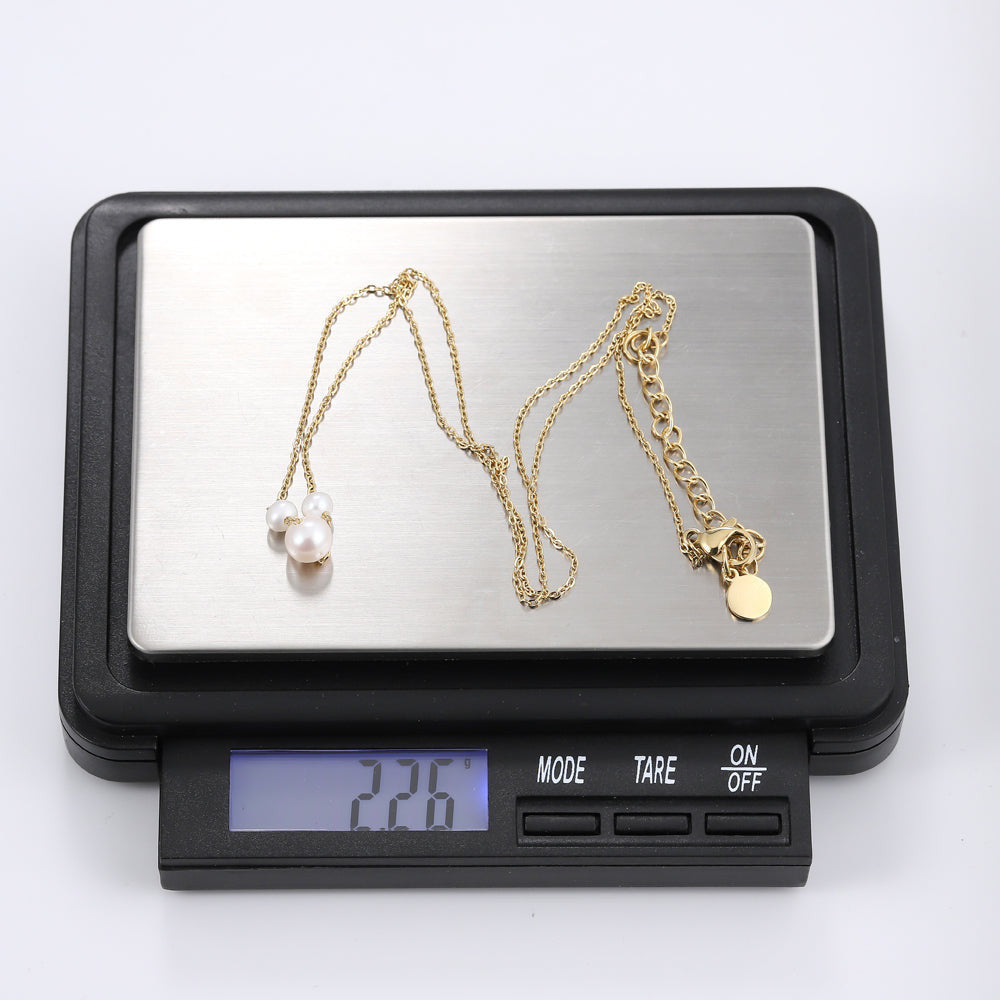 NSS805 STAINLESS STEEL NECKLACE WITH PEARL AAB CO..