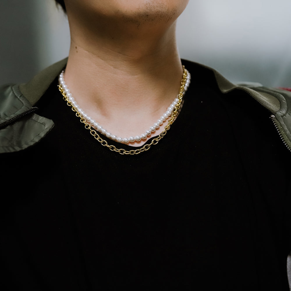 NSS862 STAINLESS STEEL NECKLACE WITH SHELL PEARL
