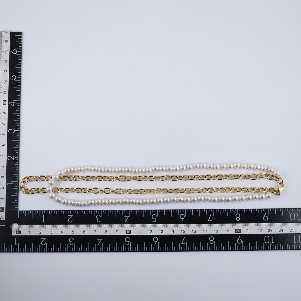 NSS862 STAINLESS STEEL NECKLACE WITH SHELL PEARL