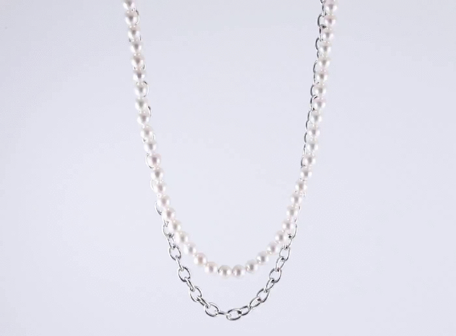 NSS862 STAINLESS STEEL NECKLACE WITH SHELL PEARL