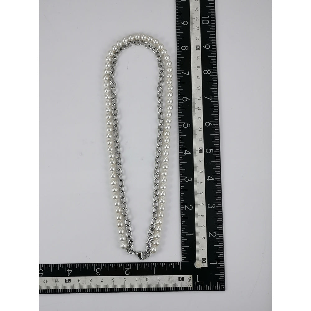 NSS862 STAINLESS STEEL NECKLACE WITH SHELL PEARL