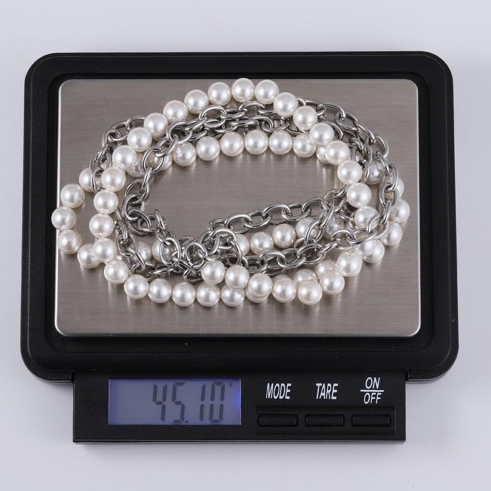 NSS862 STAINLESS STEEL NECKLACE WITH SHELL PEARL