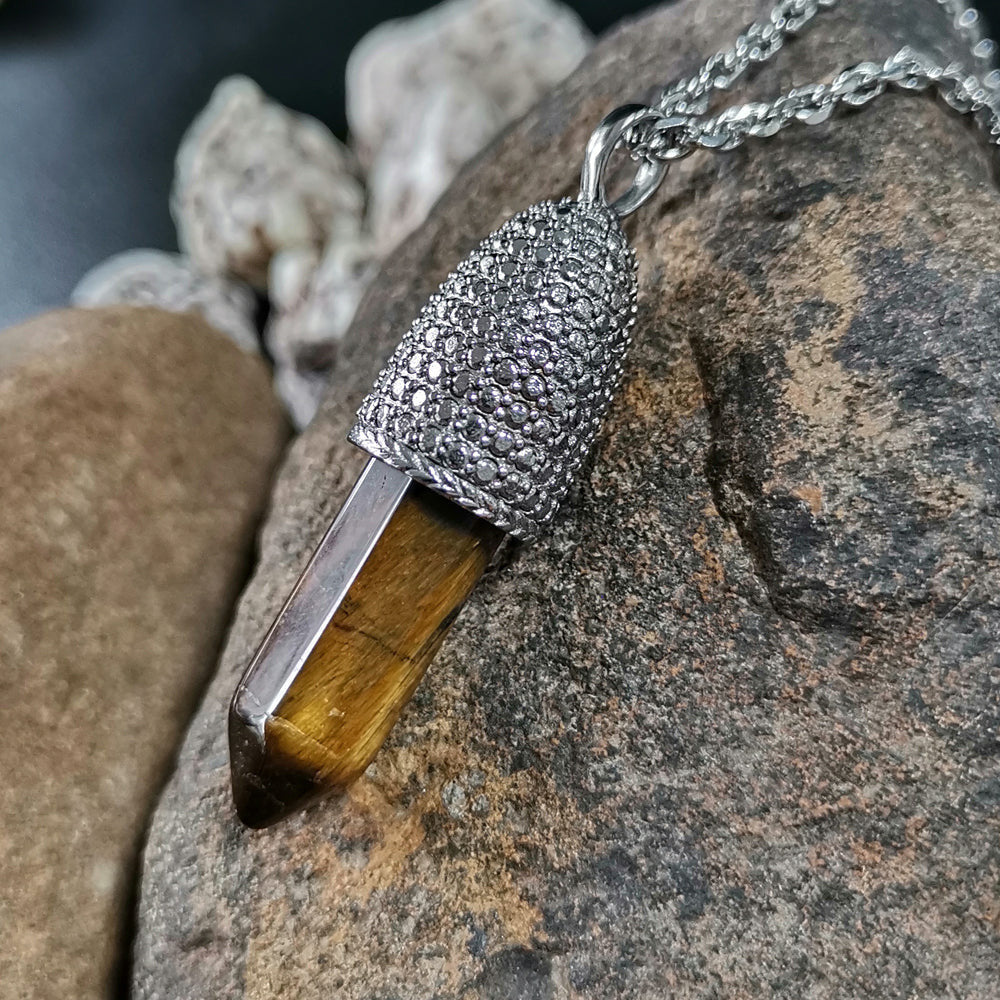 PSS1099 STAINLESS STEEL PENDANT WITH NATURAL STONE AAB CO..
