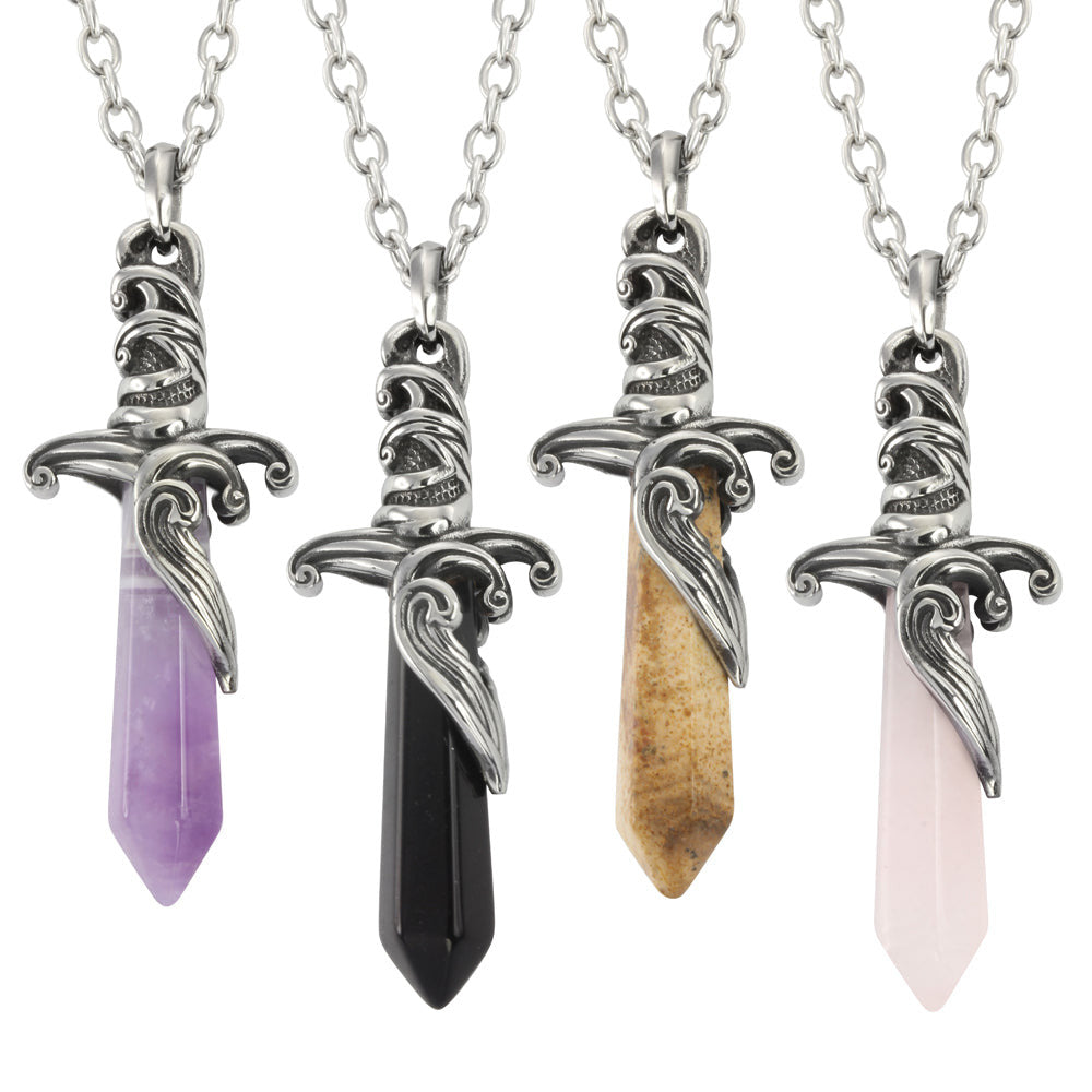 PSS1100 STAINLESS STEEL PENDANT WITH NATURAL STONE