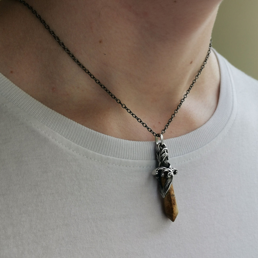 PSS1100 STAINLESS STEEL PENDANT WITH NATURAL STONE