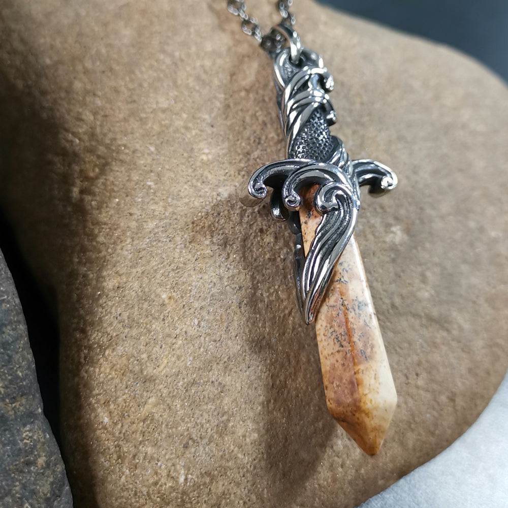 PSS1100 STAINLESS STEEL PENDANT WITH NATURAL STONE