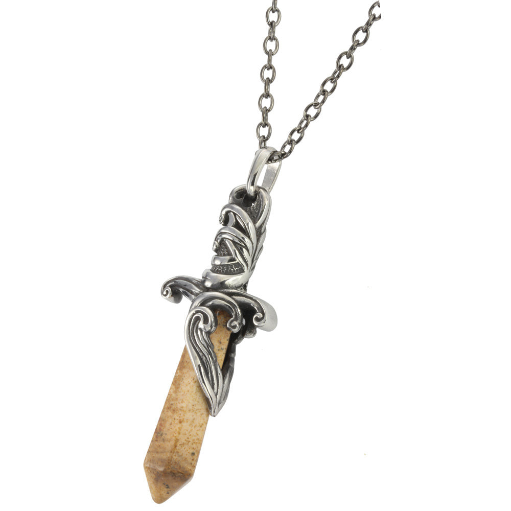 PSS1100 STAINLESS STEEL PENDANT WITH NATURAL STONE