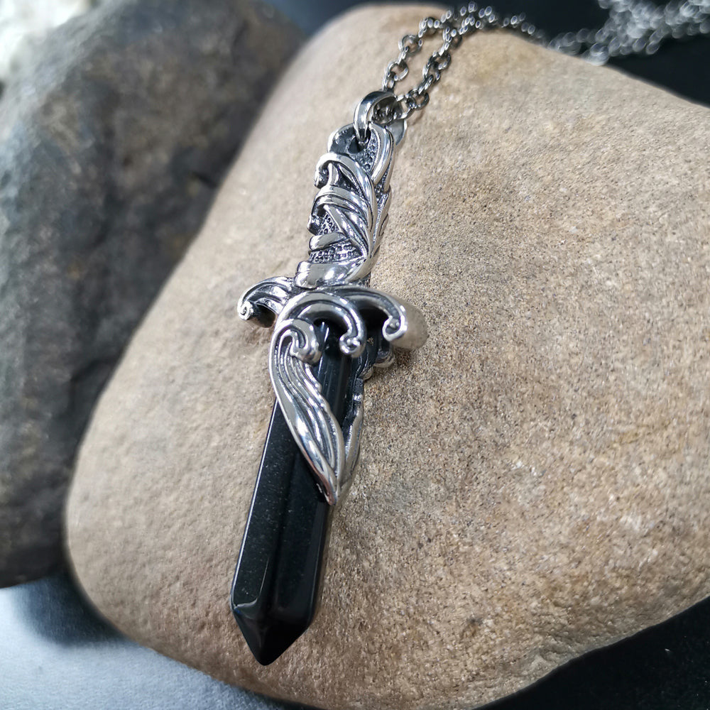 PSS1100 STAINLESS STEEL PENDANT WITH NATURAL STONE