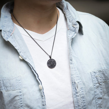 PSS1129 STAINLESS STEEL PENDANT WITH 925 BLACK AAB CO..