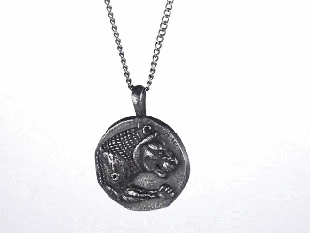 PSS1130 STAINLESS STEEL PENDANT WITH 925 BLACK AAB CO..